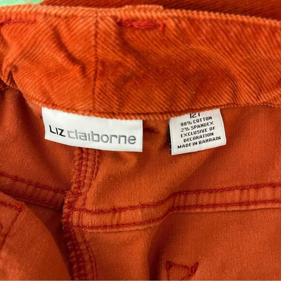 Liz Claiborne orange corduroy straight leg high waisted pants 12T - Picture 5 of 5